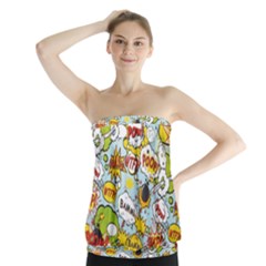 Comic Pow Bamm Boom Poof Wtf Pattern 1 Strapless Top by EDDArt