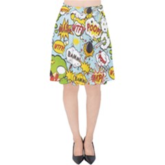 Comic Pow Bamm Boom Poof Wtf Pattern 1 Velvet High Waist Skirt by EDDArt