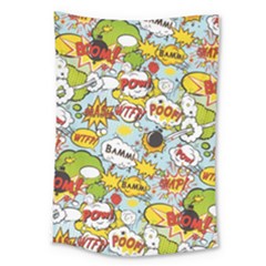 Comic Pow Bamm Boom Poof Wtf Pattern 1 Large Tapestry by EDDArt