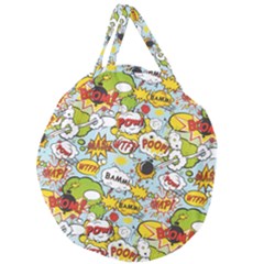 Comic Pow Bamm Boom Poof Wtf Pattern 1 Giant Round Zipper Tote by EDDArt