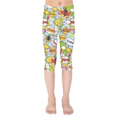 Comic Pow Bamm Boom Poof Wtf Pattern 1 Kids  Capri Leggings  by EDDArt