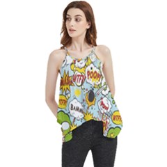 Comic Pow Bamm Boom Poof Wtf Pattern 1 Flowy Camisole Tank Top by EDDArt