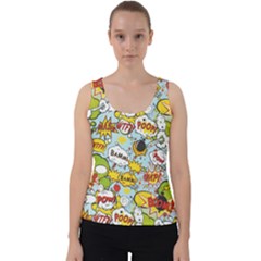 Comic Pow Bamm Boom Poof Wtf Pattern 1 Velvet Tank Top by EDDArt