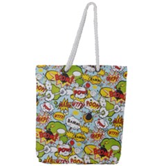 Comic Pow Bamm Boom Poof Wtf Pattern 1 Full Print Rope Handle Tote (large) by EDDArt