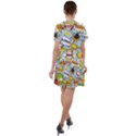 Comic Pow Bamm Boom Poof Wtf Pattern 1 Short Sleeve Shoulder Cut Out Dress  View2