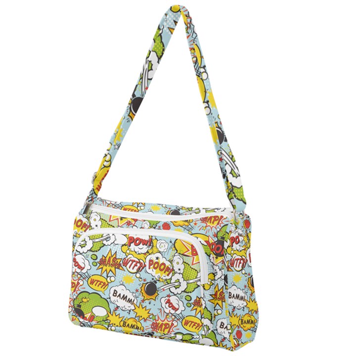 Comic Pow Bamm Boom Poof Wtf Pattern 1 Front Pocket Crossbody Bag