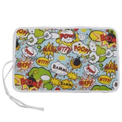 Comic Pow Bamm Boom Poof Wtf Pattern 1 Pen Storage Case (l) by EDDArt