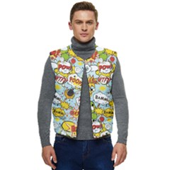 Comic Pow Bamm Boom Poof Wtf Pattern 1 Men s Short Button Up Puffer Vest	 by EDDArt