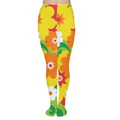 Flower Power Wallpaper Green Yellow Orange Red Tights by EDDArt