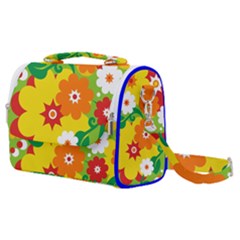 Flower Power Wallpaper Green Yellow Orange Red Satchel Shoulder Bag