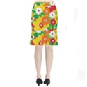 Flower Power Wallpaper Green Yellow Orange Red Short Mermaid Skirt View2