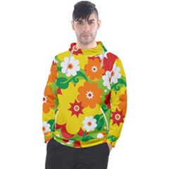 Flower Power Wallpaper Green Yellow Orange Red Men s Pullover Hoodie