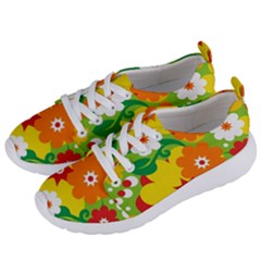 Flower Power Wallpaper Green Yellow Orange Red Women s Lightweight Sports Shoes by EDDArt