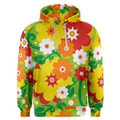 Flower Power Wallpaper Green Yellow Orange Red Men s Overhead Hoodie by EDDArt