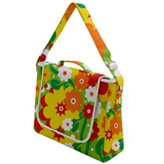 Flower Power Wallpaper Green Yellow Orange Red Box Up Messenger Bag by EDDArt