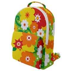 Flower Power Wallpaper Green Yellow Orange Red Flap Pocket Backpack (small) by EDDArt