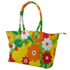 Flower Power Wallpaper Green Yellow Orange Red Canvas Shoulder Bag by EDDArt