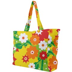 Flower Power Wallpaper Green Yellow Orange Red Simple Shoulder Bag by EDDArt