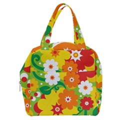 Flower Power Wallpaper Green Yellow Orange Red Boxy Hand Bag by EDDArt