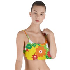 Flower Power Wallpaper Green Yellow Orange Red Layered Top Bikini Top  by EDDArt