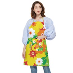 Flower Power Wallpaper Green Yellow Orange Red Pocket Apron