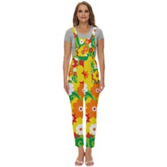 Flower Power Wallpaper Green Yellow Orange Red Full Overalls by EDDArt