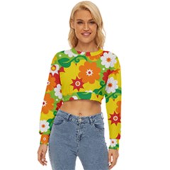 Flower Power Wallpaper Green Yellow Orange Red Lightweight Long Sleeve Sweatshirt by EDDArt