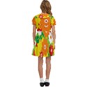 Flower Power Wallpaper Green Yellow Orange Red Kids  Bow Tie Puff Sleeve Dress View4