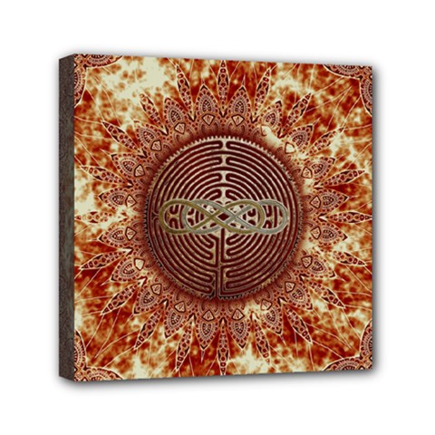 Chartres Double Infinity Antique Mandala Mini Canvas 6  X 6  (stretched) by EDDArt