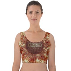 Chartres Double Infinity Antique Mandala Velvet Crop Top by EDDArt