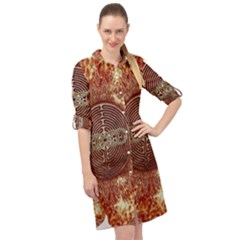 Chartres Double Infinity Antique Mandala Long Sleeve Mini Shirt Dress by EDDArt