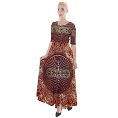 Chartres Double Infinity Antique Mandala Half Sleeves Maxi Dress by EDDArt