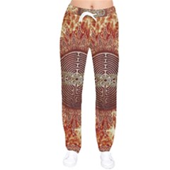 Chartres Double Infinity Antique Mandala Women Velvet Drawstring Pants