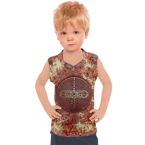 Chartres Double Infinity Antique Mandala Kids  Sport Tank Top by EDDArt