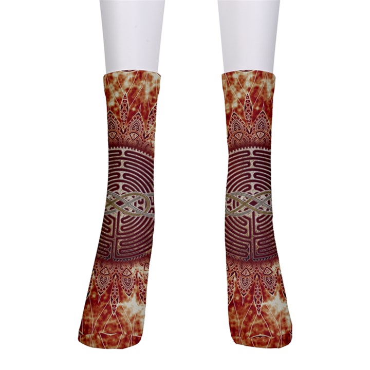 Chartres Double Infinity Antique Mandala Crew Socks