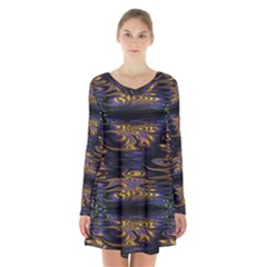 Abstract Art - Adjustable Angle Jagged 1 Long Sleeve Velvet V-neck Dress