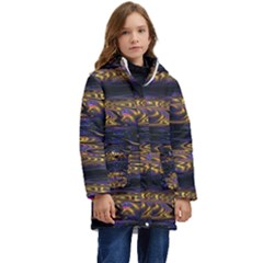 Abstract Art - Adjustable Angle Jagged 1 Kid s Hooded Longline Puffer Jacket by EDDArt