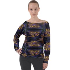 Abstract Art - Adjustable Angle Jagged 1 Off Shoulder Long Sleeve Velour Top by EDDArt