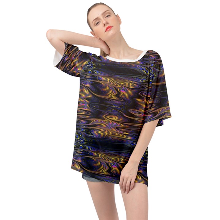 Abstract Art - Adjustable Angle Jagged 1 Oversized Chiffon Top