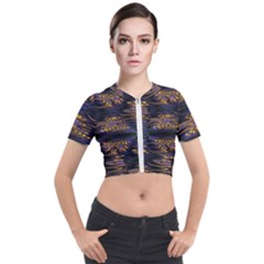 Abstract Art - Adjustable Angle Jagged 1 Short Sleeve Cropped Jacket by EDDArt