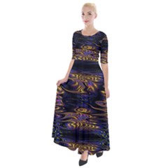 Abstract Art - Adjustable Angle Jagged 1 Half Sleeves Maxi Dress by EDDArt