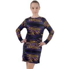 Abstract Art - Adjustable Angle Jagged 1 Long Sleeve Hoodie Dress