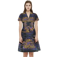 Abstract Art - Adjustable Angle Jagged 1 Short Sleeve Waist Detail Dress by EDDArt