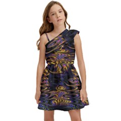 Abstract Art - Adjustable Angle Jagged 1 Kids  One Shoulder Party Dress by EDDArt