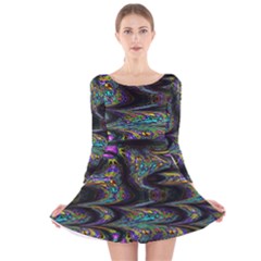 Abstract Art - Adjustable Angle Jagged 2 Long Sleeve Velvet Skater Dress by EDDArt