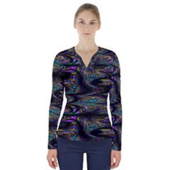 Abstract Art - Adjustable Angle Jagged 2 V-neck Long Sleeve Top by EDDArt