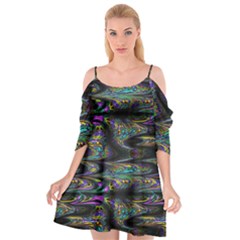 Abstract Art - Adjustable Angle Jagged 2 Cutout Spaghetti Strap Chiffon Dress by EDDArt