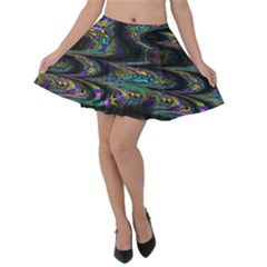 Abstract Art - Adjustable Angle Jagged 2 Velvet Skater Skirt