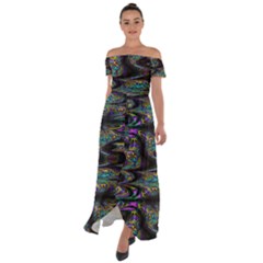 Abstract Art - Adjustable Angle Jagged 2 Off Shoulder Open Front Chiffon Dress by EDDArt