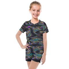 Abstract Art - Adjustable Angle Jagged 2 Kids  Mesh Tee And Shorts Set